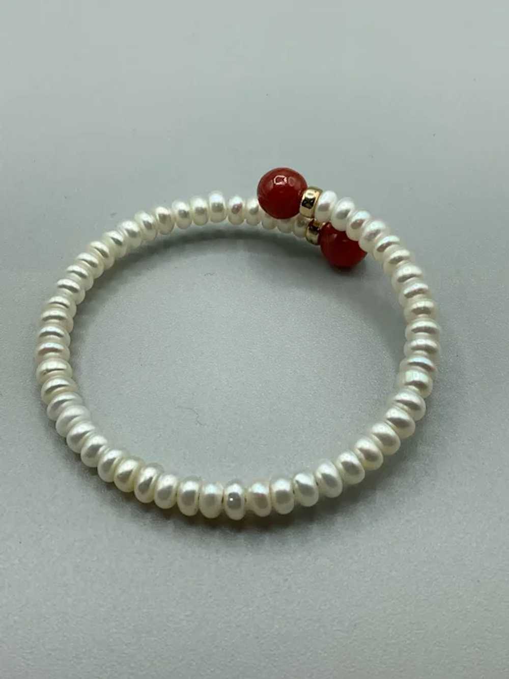 Genuine Pearls Bracelet with Carnelian Beads Tips… - image 4