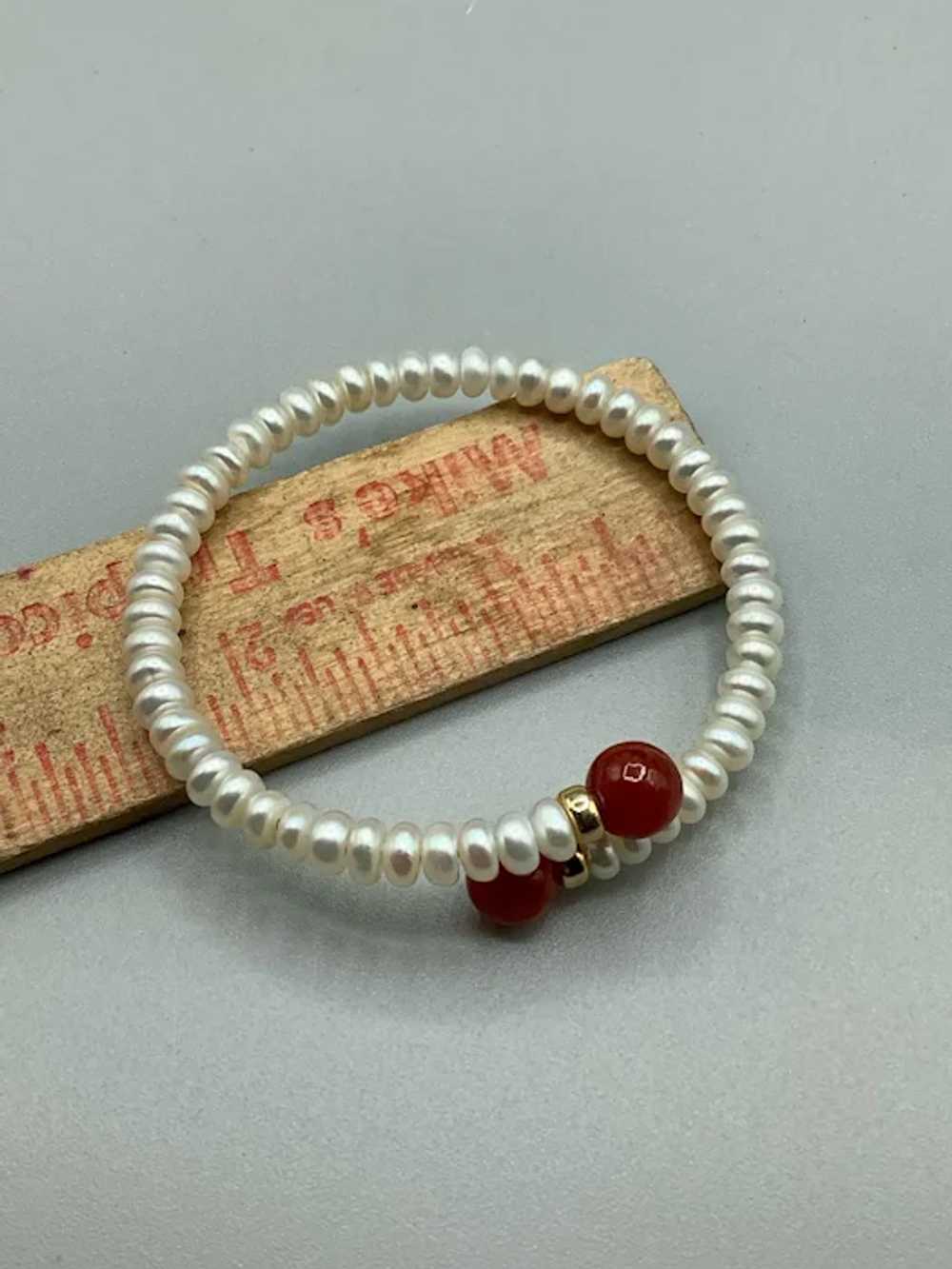 Genuine Pearls Bracelet with Carnelian Beads Tips… - image 6