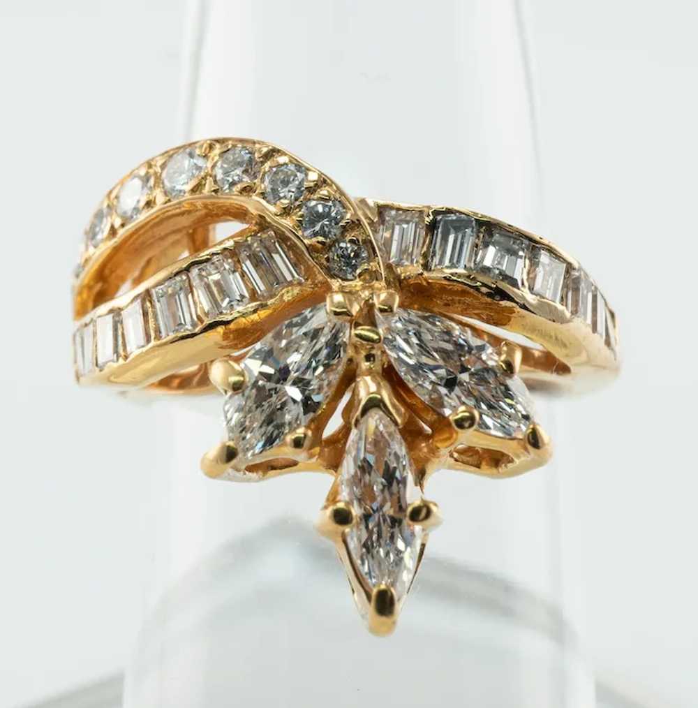 Natural Diamond Ring 14K Yellow Gold Marquise Rou… - image 12