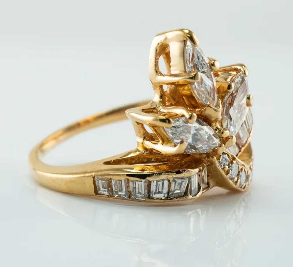 Natural Diamond Ring 14K Yellow Gold Marquise Rou… - image 3