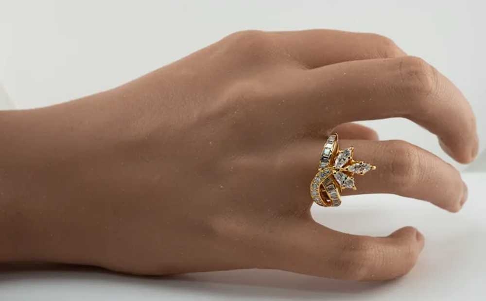 Natural Diamond Ring 14K Yellow Gold Marquise Rou… - image 4
