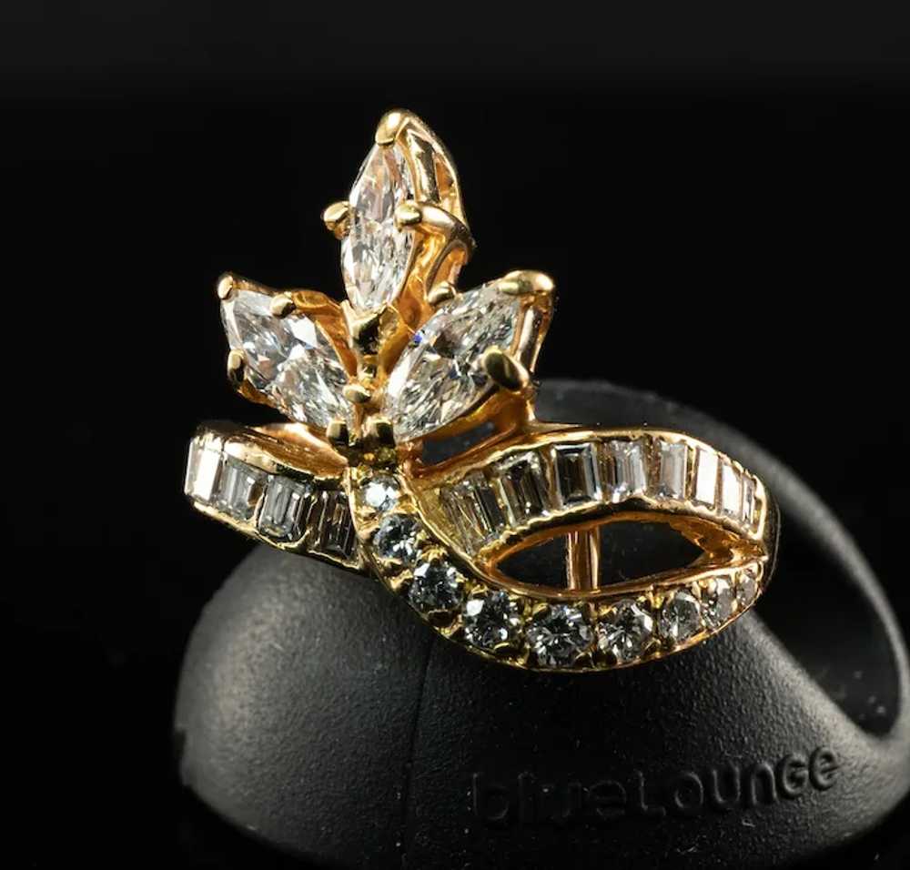 Natural Diamond Ring 14K Yellow Gold Marquise Rou… - image 8