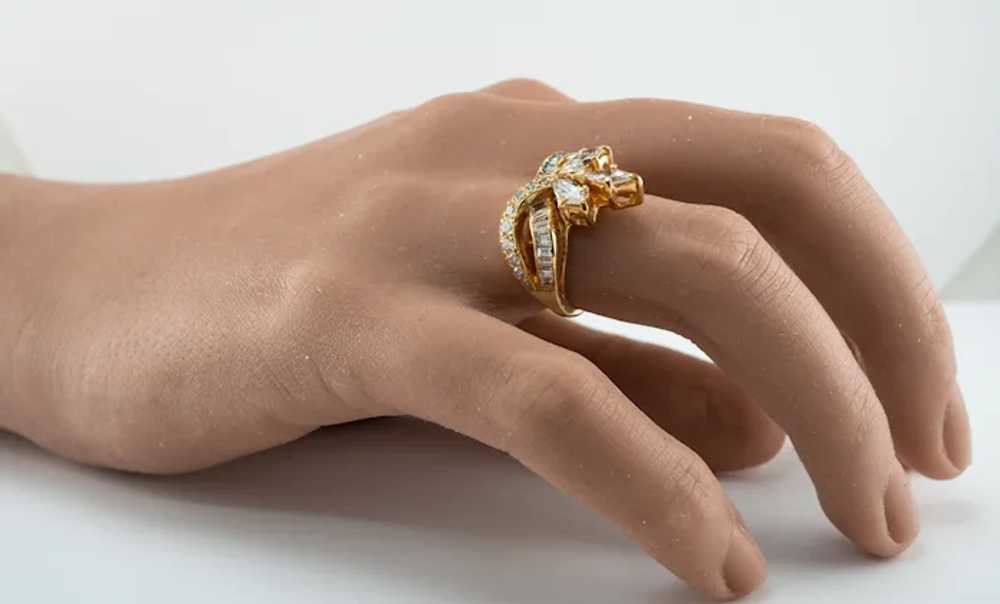 Natural Diamond Ring 14K Yellow Gold Marquise Rou… - image 9