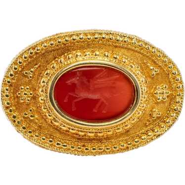 Pegasus Pendant Brooch Pin Carnelian Cameo Ancient