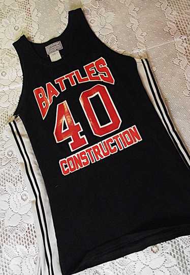 Vintage 1950s Blue Basketball Jersey With Red and White 