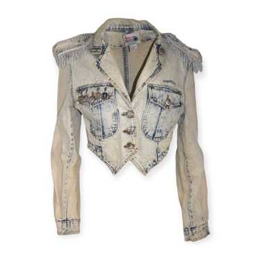 Pink w/ Cream leather Rubble Kings denim jacket #67 – Grindstone Universal