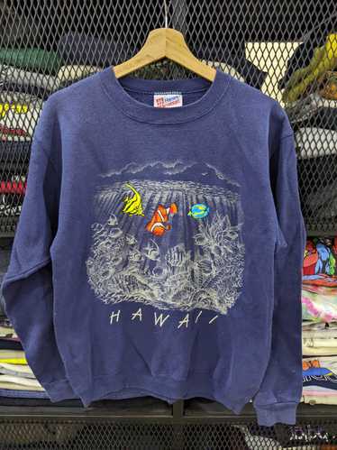 Vintage Hanes Blue Fish Graphic Short Sleeve T-Shirt Adult Size M