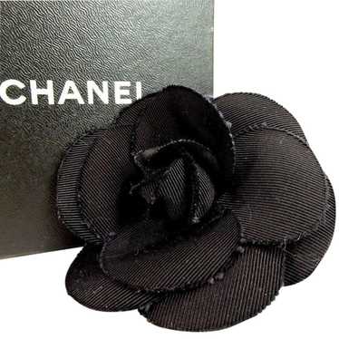 black chanel flower brooch