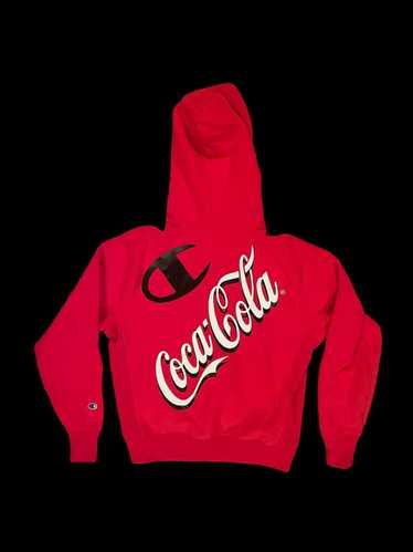 Champion x Coca Cola Red Sweatshirt Hoodie WOMENS SMALL Big Logo Reverse  Weave