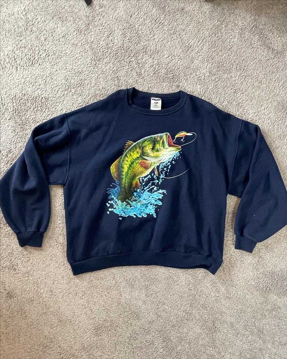 Thrifted × Vintage 1990’s Bass Fish Sweatshirt - image 1