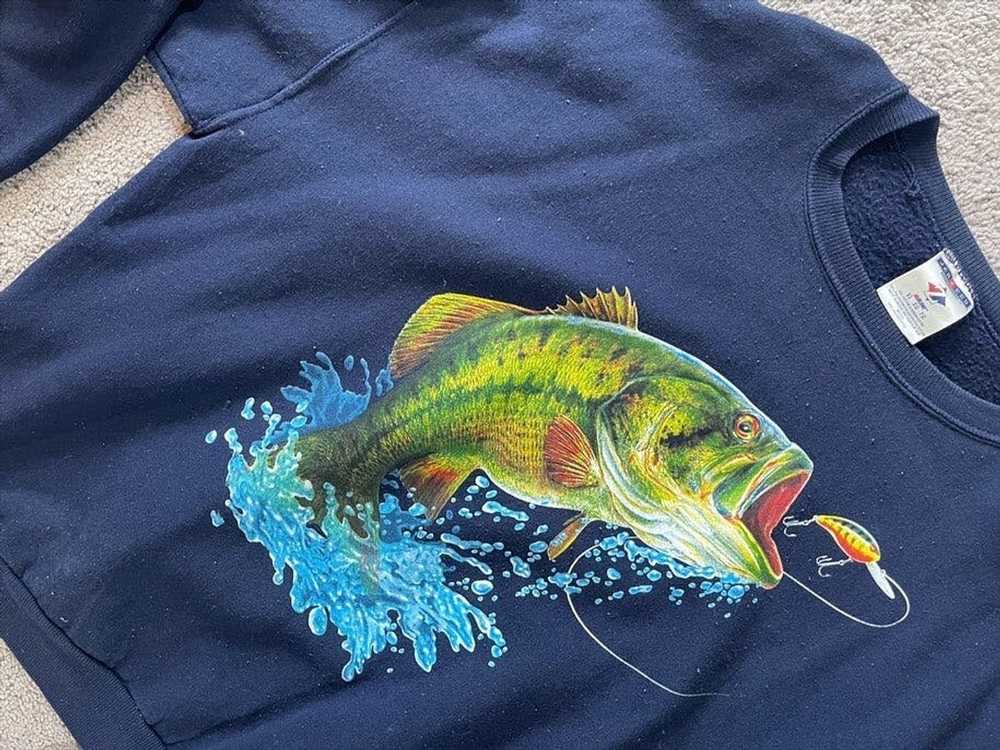 Thrifted × Vintage 1990’s Bass Fish Sweatshirt - image 2