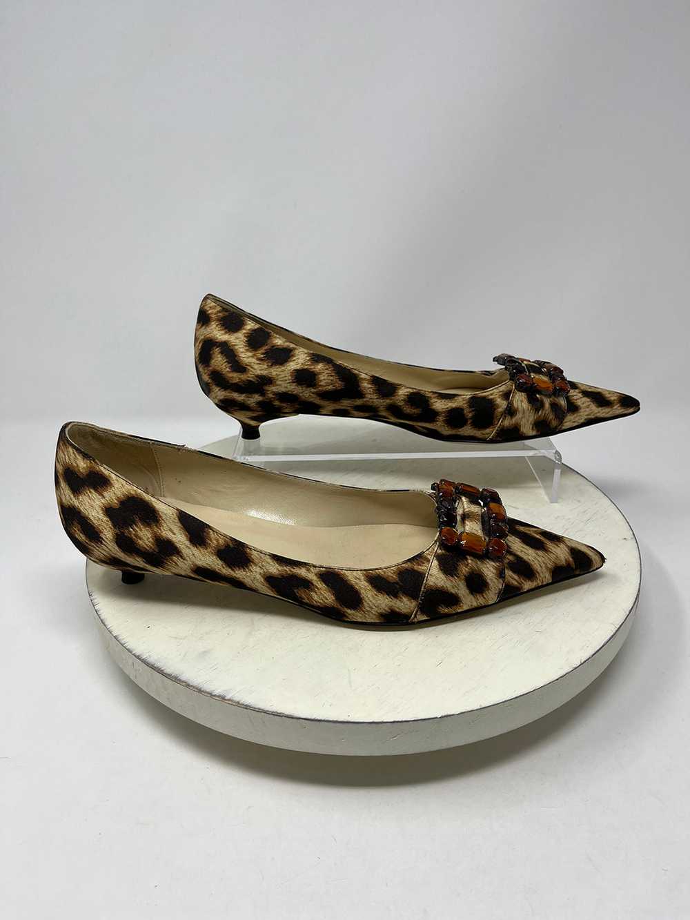 Will's Fancy Size 8 Leopard Satin Kitten Heels NW… - image 1