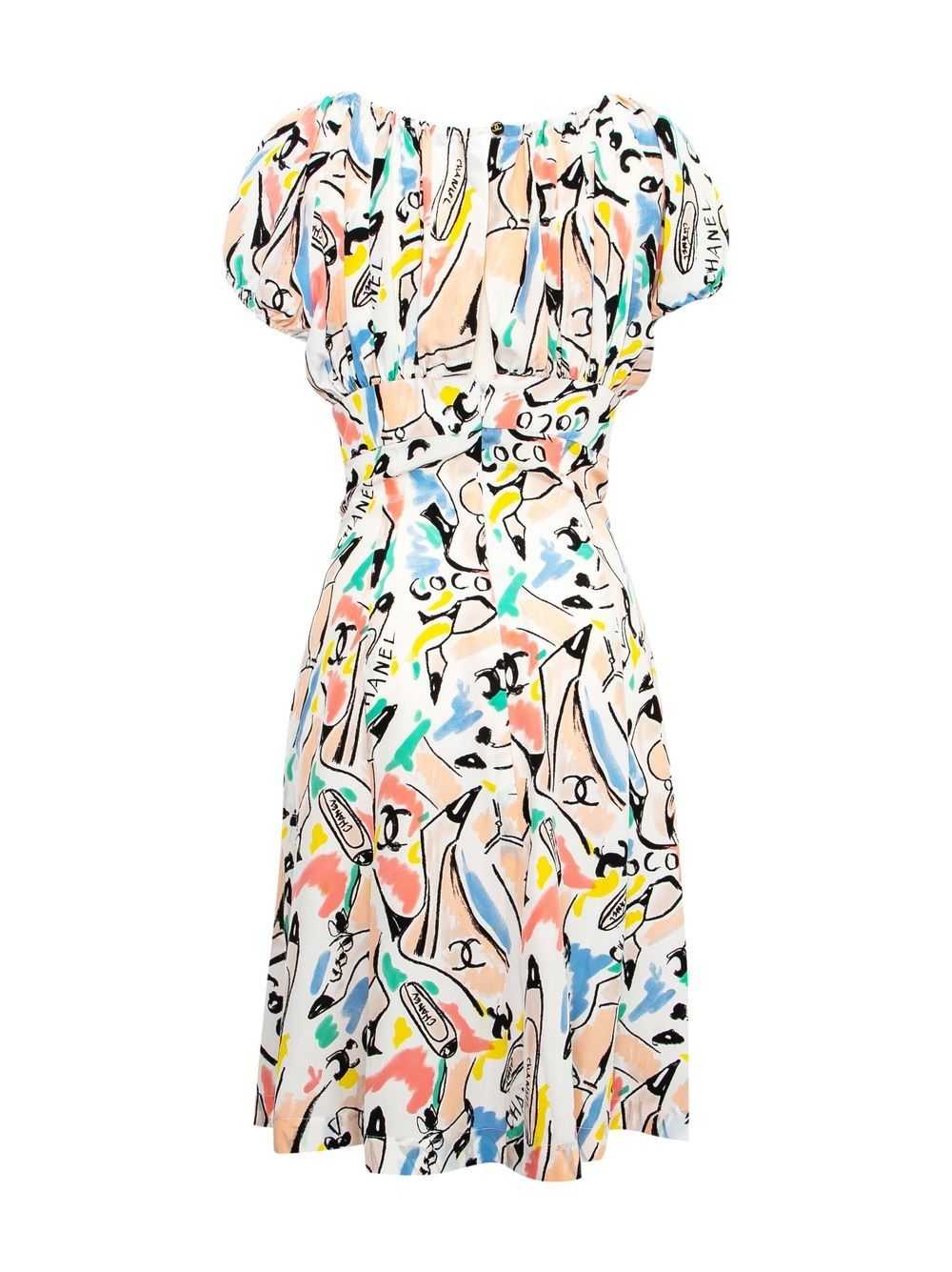 CHANEL Pre-Owned 1990s graphic-print silk dress -… - image 2