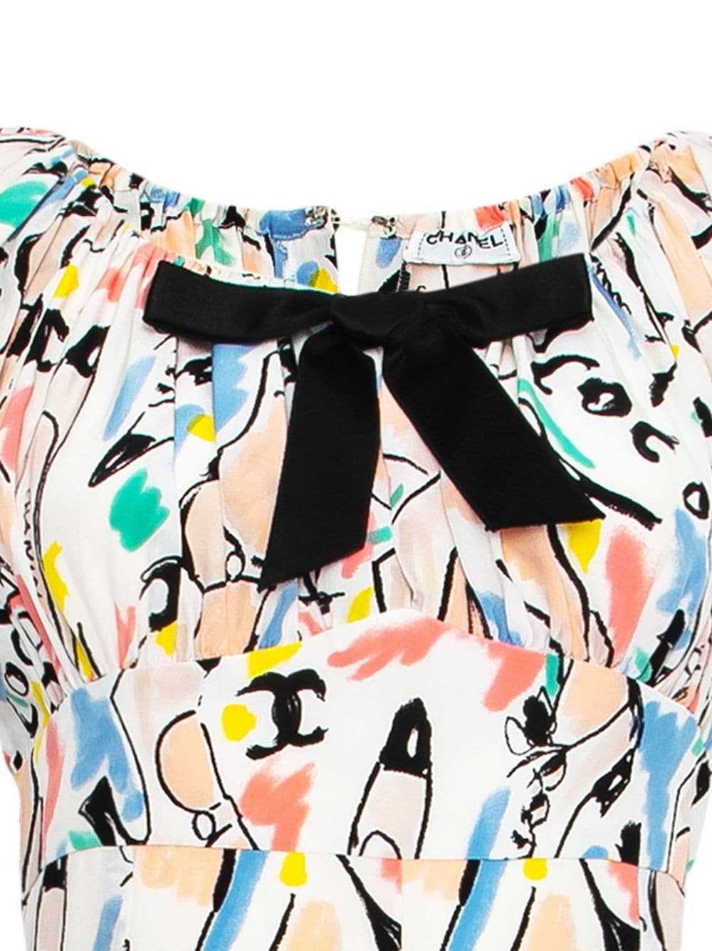 CHANEL Pre-Owned 1990s graphic-print silk dress -… - image 5