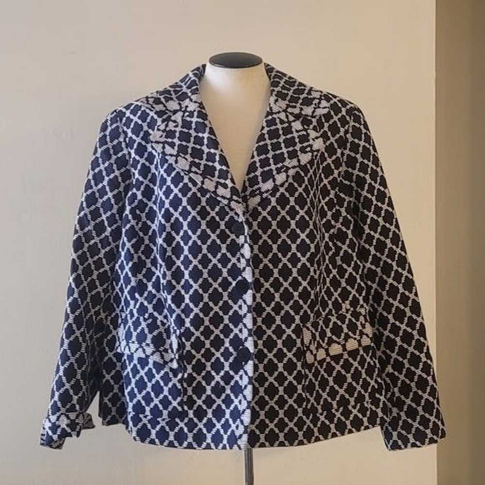 Other Talbots Navy Blue White Diamond Print Plus … - image 10