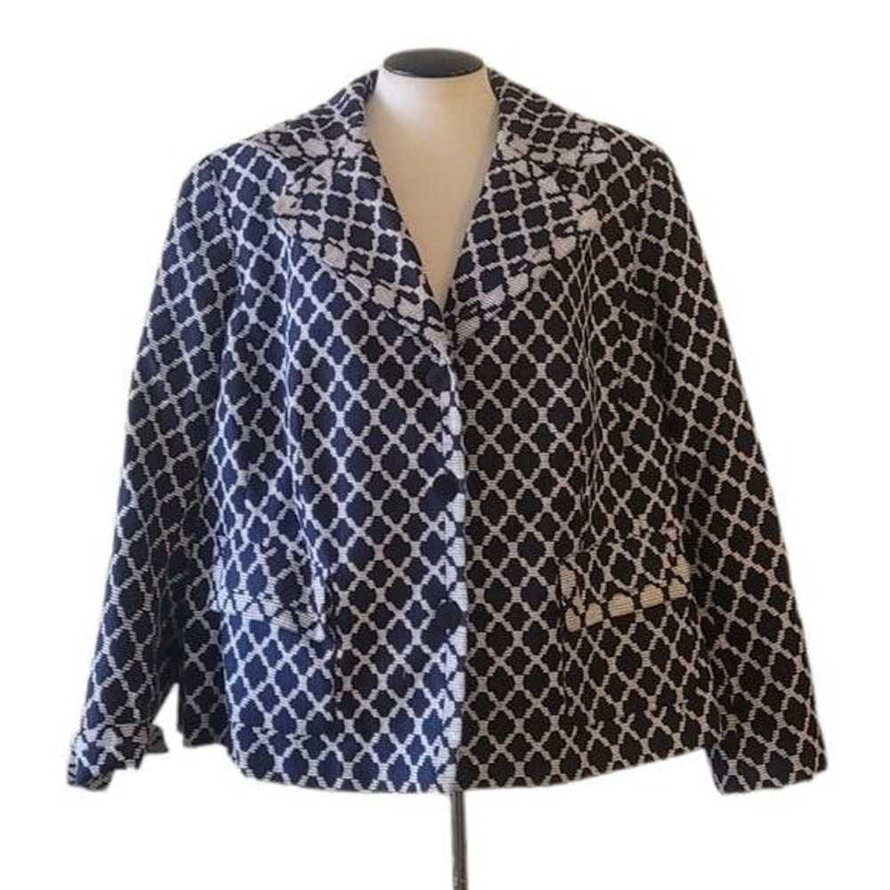 Other Talbots Navy Blue White Diamond Print Plus … - image 1