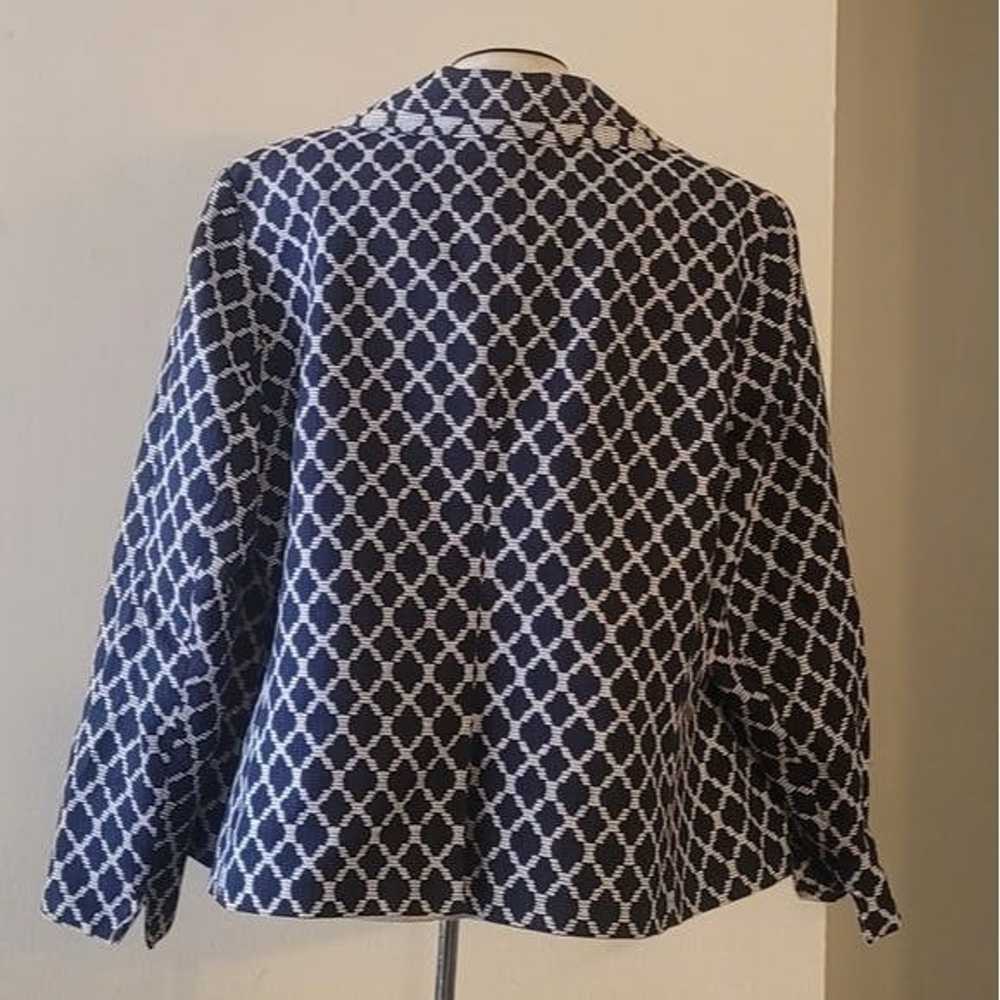 Other Talbots Navy Blue White Diamond Print Plus … - image 9