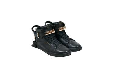 Buscemi 100MM Black Leather Gold Hardware Mid Top - image 1