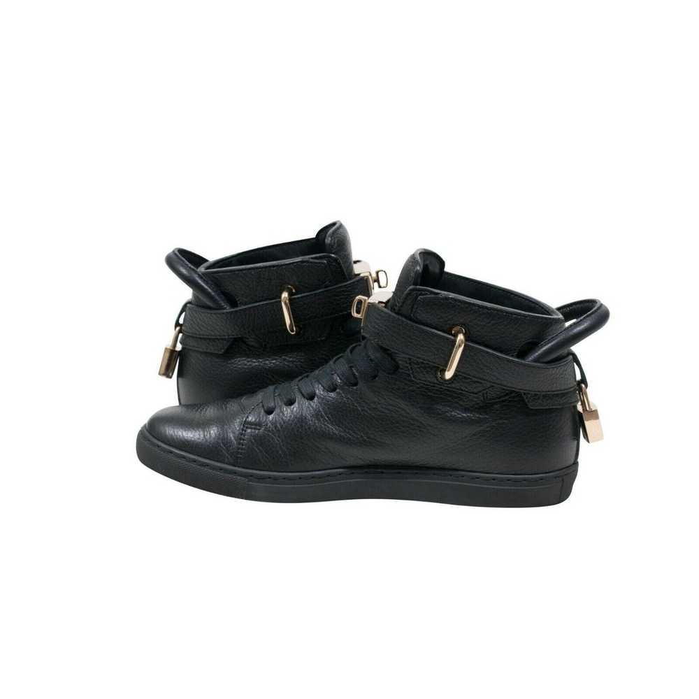 Buscemi 100MM Black Leather Gold Hardware Mid Top - image 5