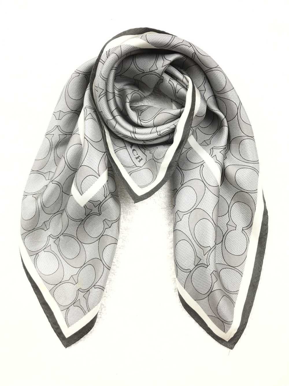 Coach × Designer × Vintage Coach grey silk scarf … - image 3