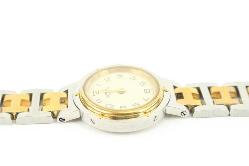 Hermes Hermès Two-Tone Clipper Watch Arabic 48h21… - image 11
