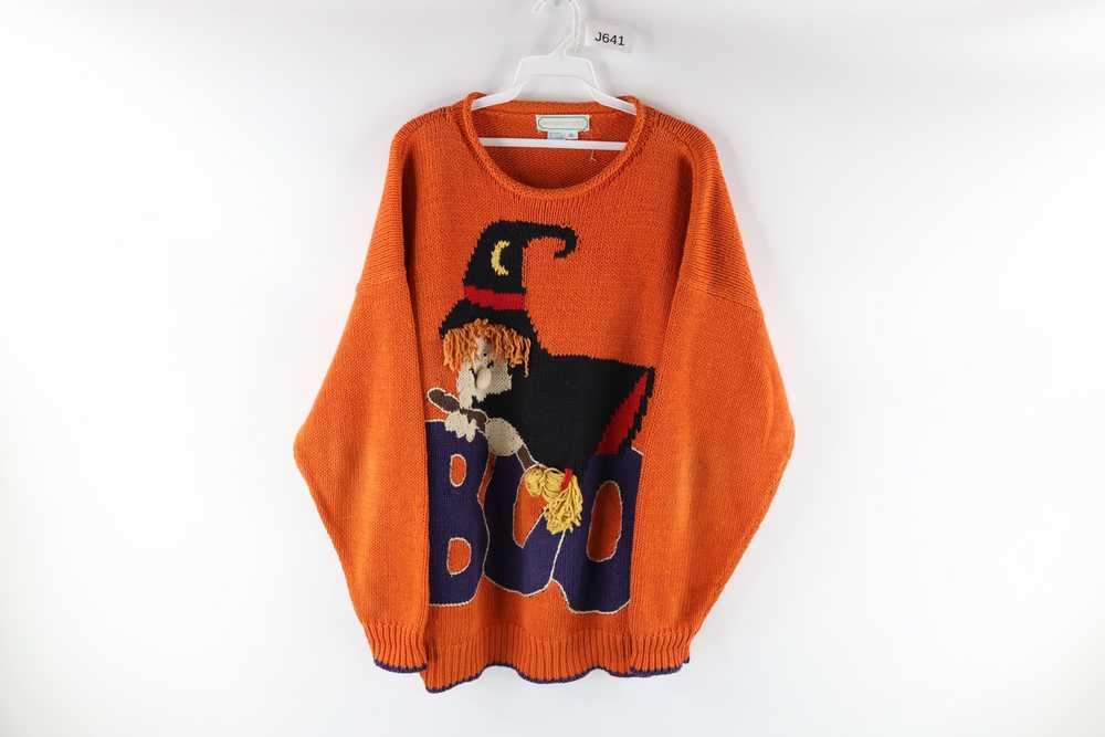 Vintage Vintage 90s Halloween Witch Boo Marled Kn… - image 1