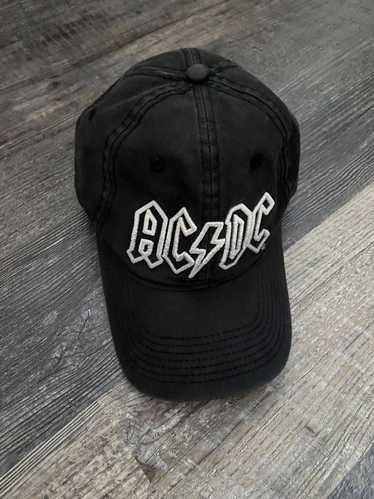 AC/DC Hat Mens Red Strap back Split Logo Curved Bill Baseball Cap ACDC Rock  Band