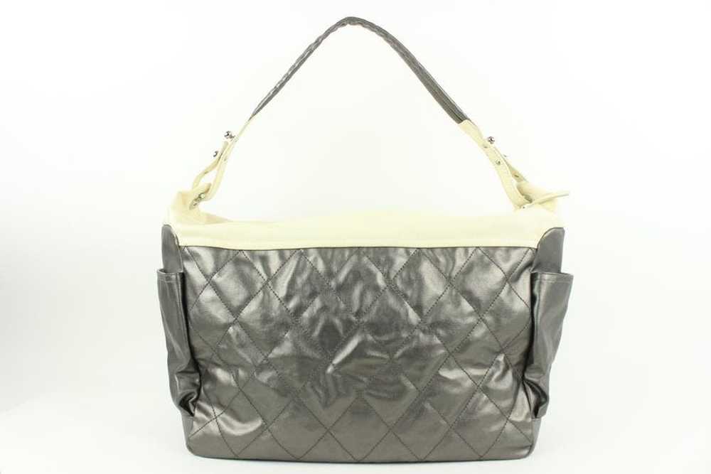 Chanel Chanel Large Silver and Cream Quilted Biar… - image 7