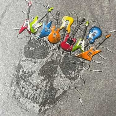 Delta Y2K Gray Tattoo Style Skull Colorful Guitar… - image 1