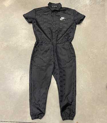 Women's Nike Air Romper XS Pink Jumpsuit Shorts Long Sleeve Half Zip Black