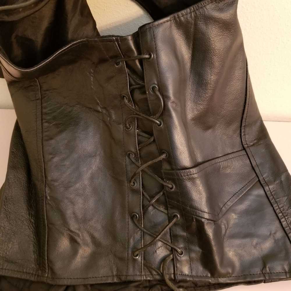 Vintage Vanguard L Vintage 90s Black Leather Vest… - image 4