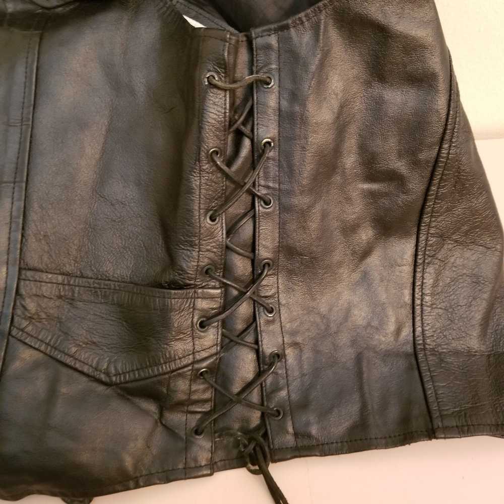 Vintage Vanguard L Vintage 90s Black Leather Vest… - image 5