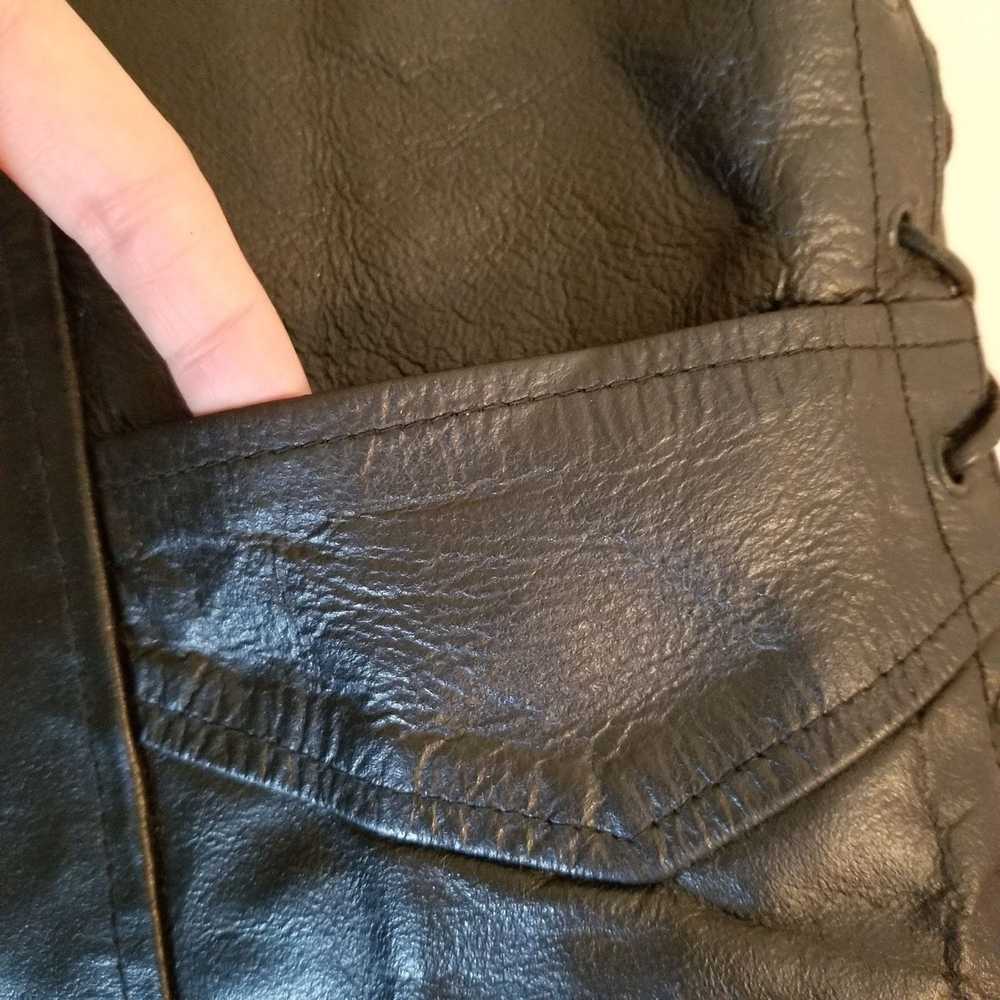 Vintage Vanguard L Vintage 90s Black Leather Vest… - image 9