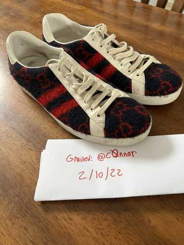 Gucci Navy & Red Wool GG Ace Sneaker