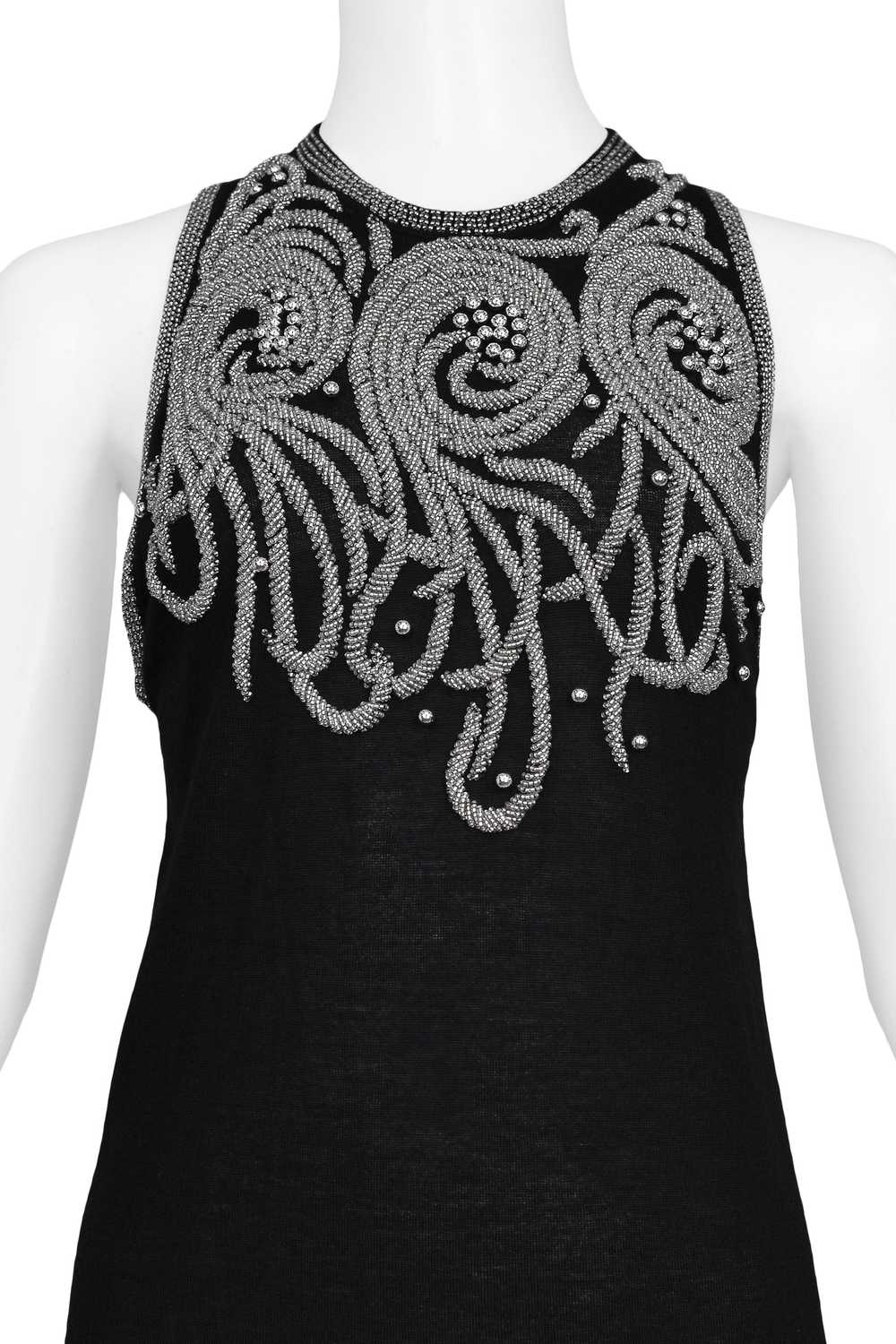 BALENCIAGA BLACK KNIT TOP WITH SILVER BEADING - image 2