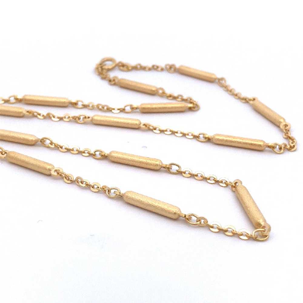 Unique Solid 14K Yellow Gold Bar Station Necklace… - image 1