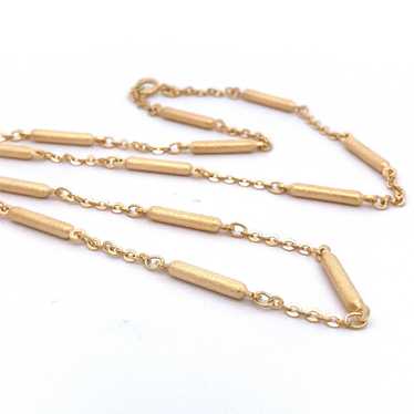 Unique Solid 14K Yellow Gold Bar Station Necklace… - image 1