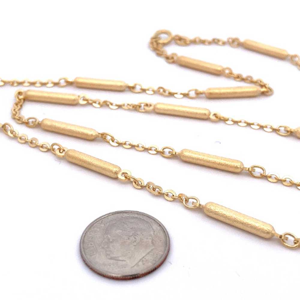 Unique Solid 14K Yellow Gold Bar Station Necklace… - image 4