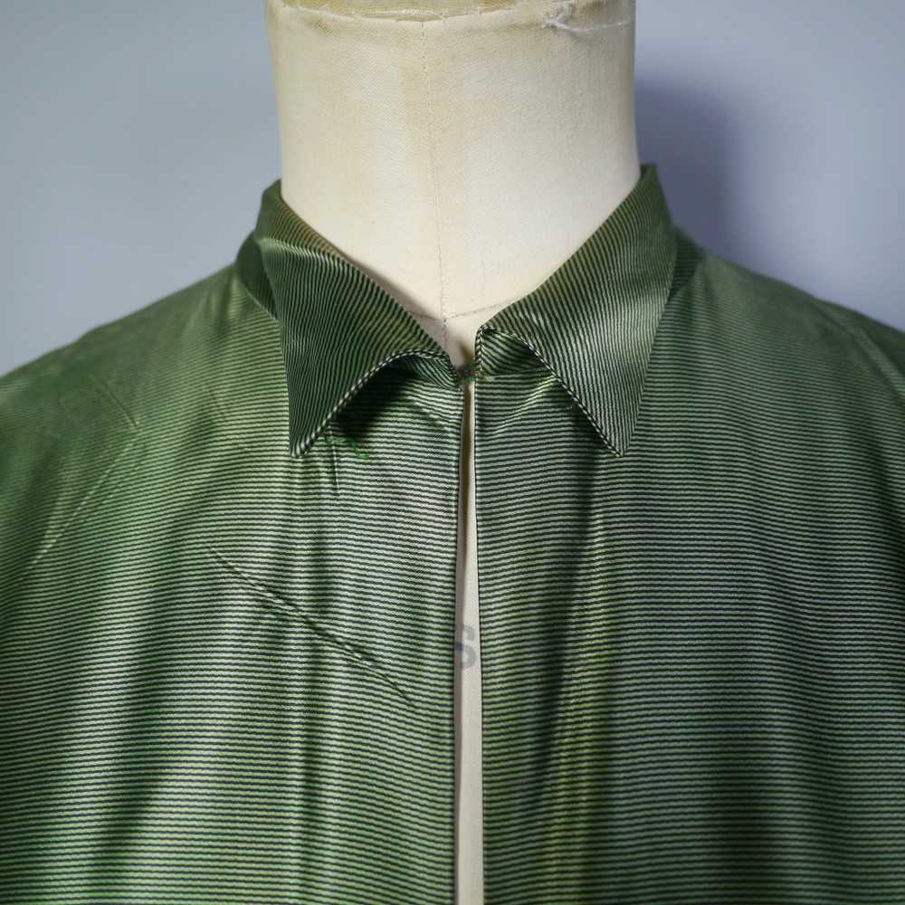 40s 50s GREEN AND BLACK SATIN DRESS WITH VELVET B… - image 6