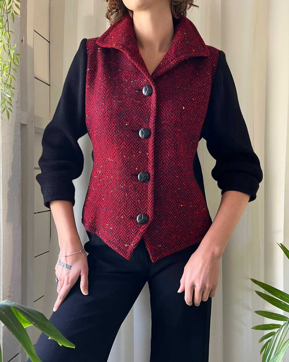 80s YSL Tweed Wool Sweater Jacket - image 1