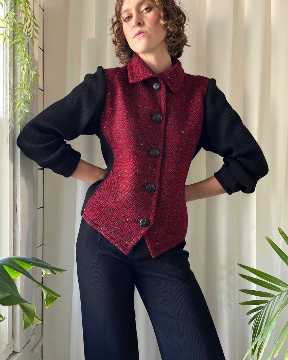80s YSL Tweed Wool Sweater Jacket - image 4