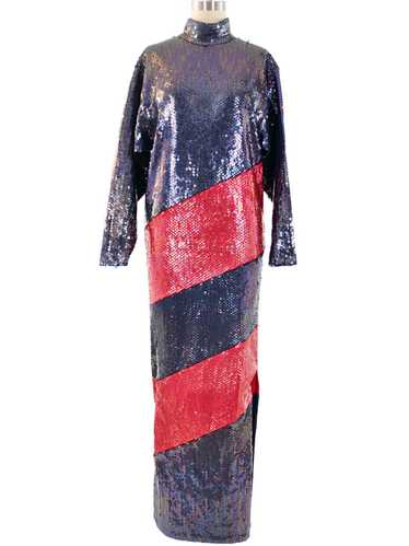 Bill Blass Sequined Column Gown