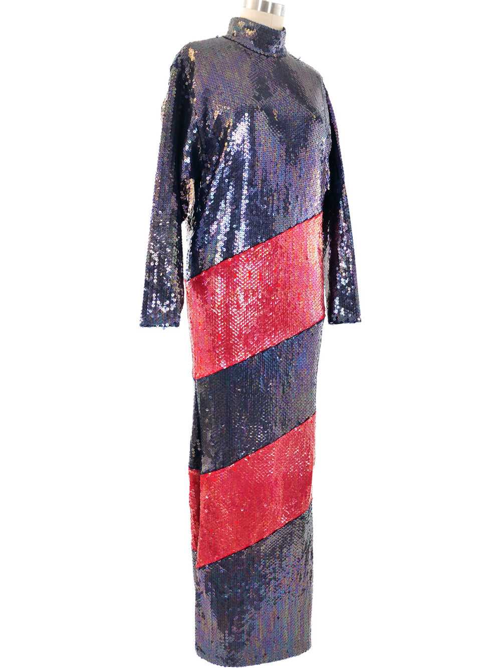 Bill Blass Sequined Column Gown - image 3