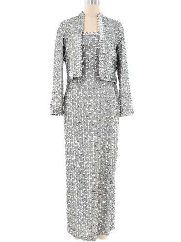 Lilli Diamond Silver Sequined Gown Ensemble