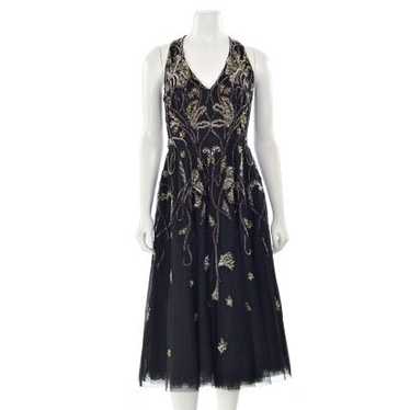 Aidan Mattox Black Beaded Tulle Party Dress