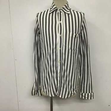 Bape Shirt White x Black Striped Cotton Long Slee… - image 1