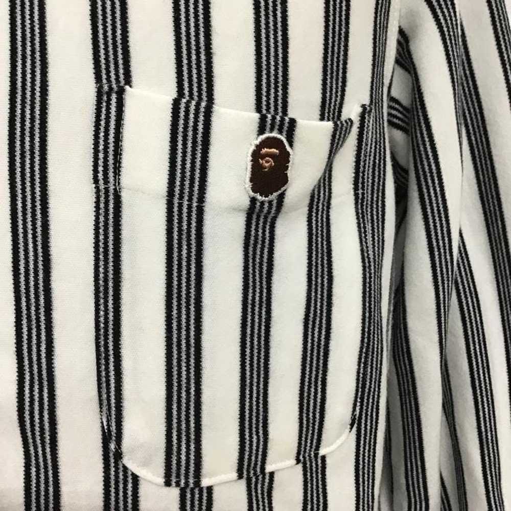 Bape Shirt White x Black Striped Cotton Long Slee… - image 4