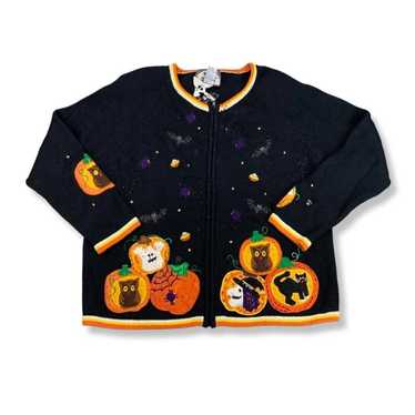 Vintage Vintage 90s Knit Halloween Cardigan - image 1