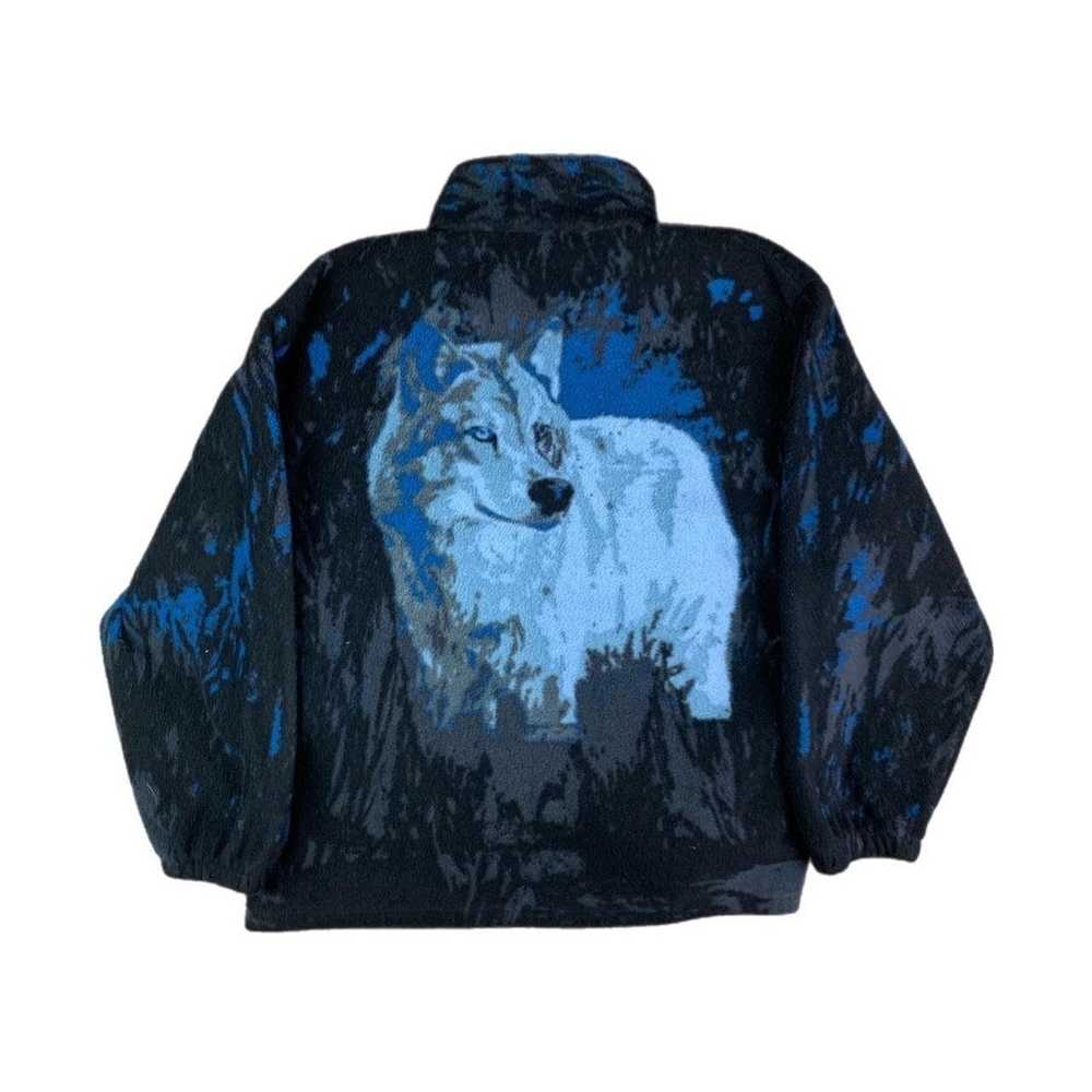 Animal Tee × Vintage Vintage 90s Wolf Husky Zipup… - image 3