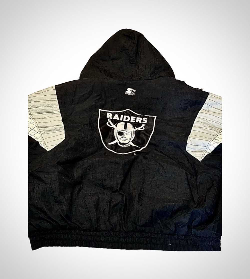 Vintage Raiders Hoodie Starter Black Embroidered 90s -   Israel